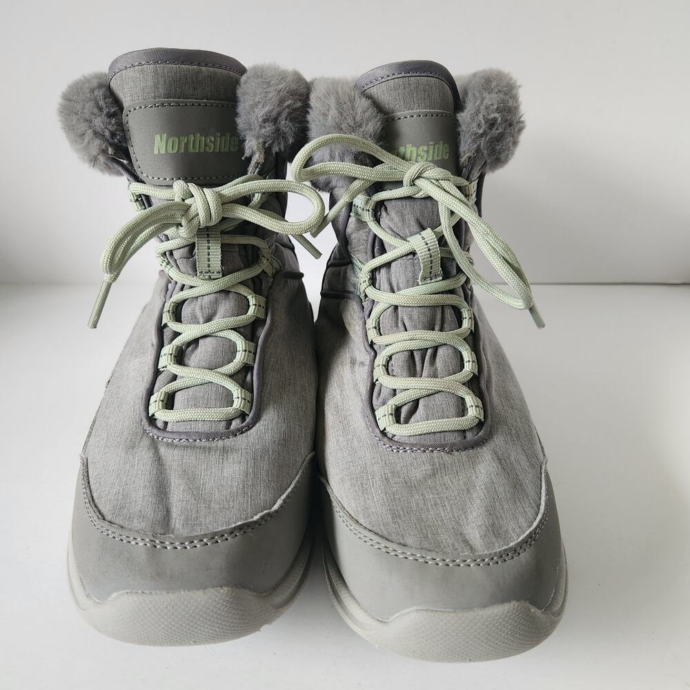 Northside Gray Faux Fur Lined Winter Boots Womens SZ 8 Lace Up Snow Hiking Shoes